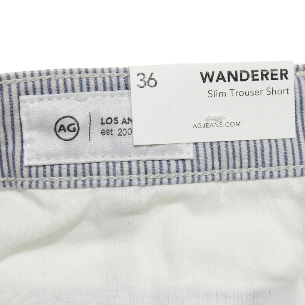 AG Adriano Goldschmied NWT Wanderer Slim Trouser Shorts Size 36 US Blue Stripes
